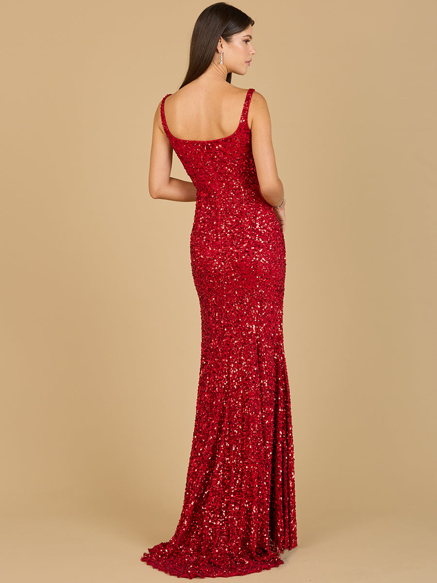 Sweetheart Neckline, Beaded Gown with Slit by Lara New York