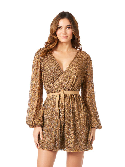 Long Sleeve Cocktail Wrap Dress - OUTLET by Lara New York