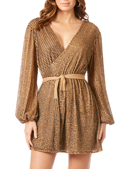 Long Sleeve Cocktail Wrap Dress - OUTLET by Lara New York