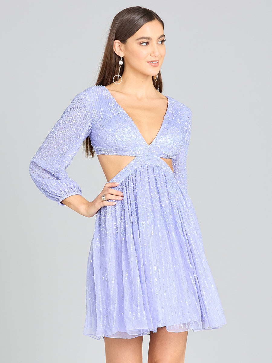 Long Sleeve Cut Out Dress with Lace Up Back by Lara New York