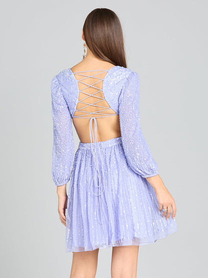 Long Sleeve Cut Out Dress with Lace Up Back by Lara New York