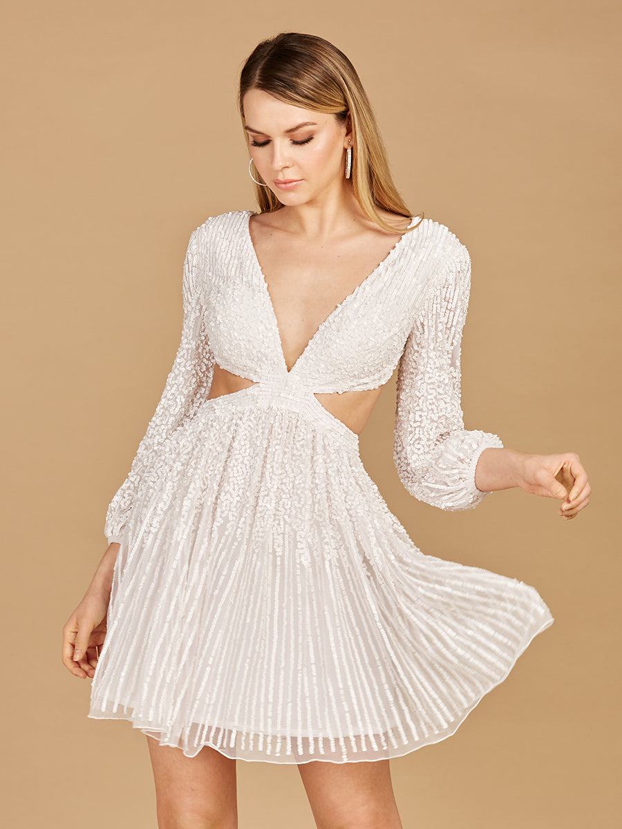 Long Sleeve Cut Out Dress with Lace Up Back by Lara New York