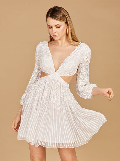 Long Sleeve Cut Out Dress with Lace Up Back by Lara New York