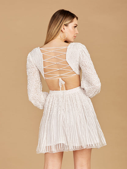 Long Sleeve Cut Out Dress with Lace Up Back by Lara New York