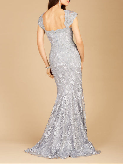 Fitted Lace Mermaid Gown by Lara New York