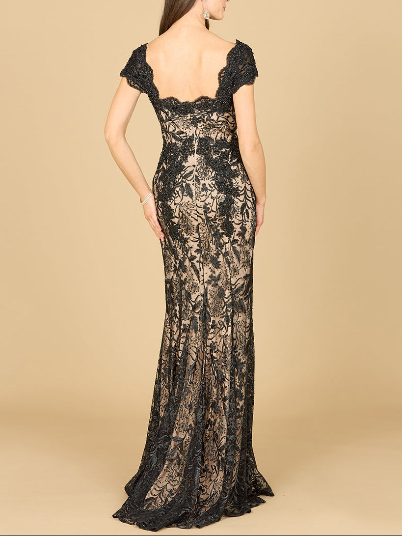 Fitted Lace Mermaid Gown by Lara New York