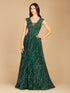 V-Neck Beaded Ball Gown OUTLET by Lara New York