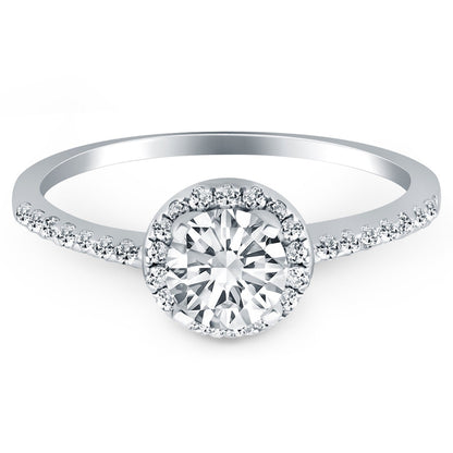 14k White Gold Diamond Halo Collar Engagement Ring by Bids.com