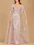 Lace Gown with Cape Sleeves, Sweetheart Neckline | 29300 by Lara New York