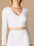 Long Sleeve V-Neck Beaded Top by Lara New York
