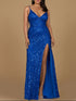 Beaded V Neck Dress with Slit | 29310 by Lara New York