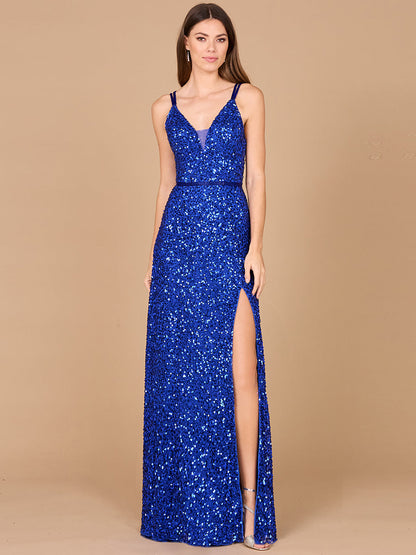 Beaded Prom Dress with High Slit by Lara New York
