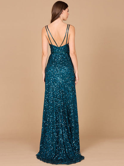 Beaded Prom Dress with High Slit by Lara New York