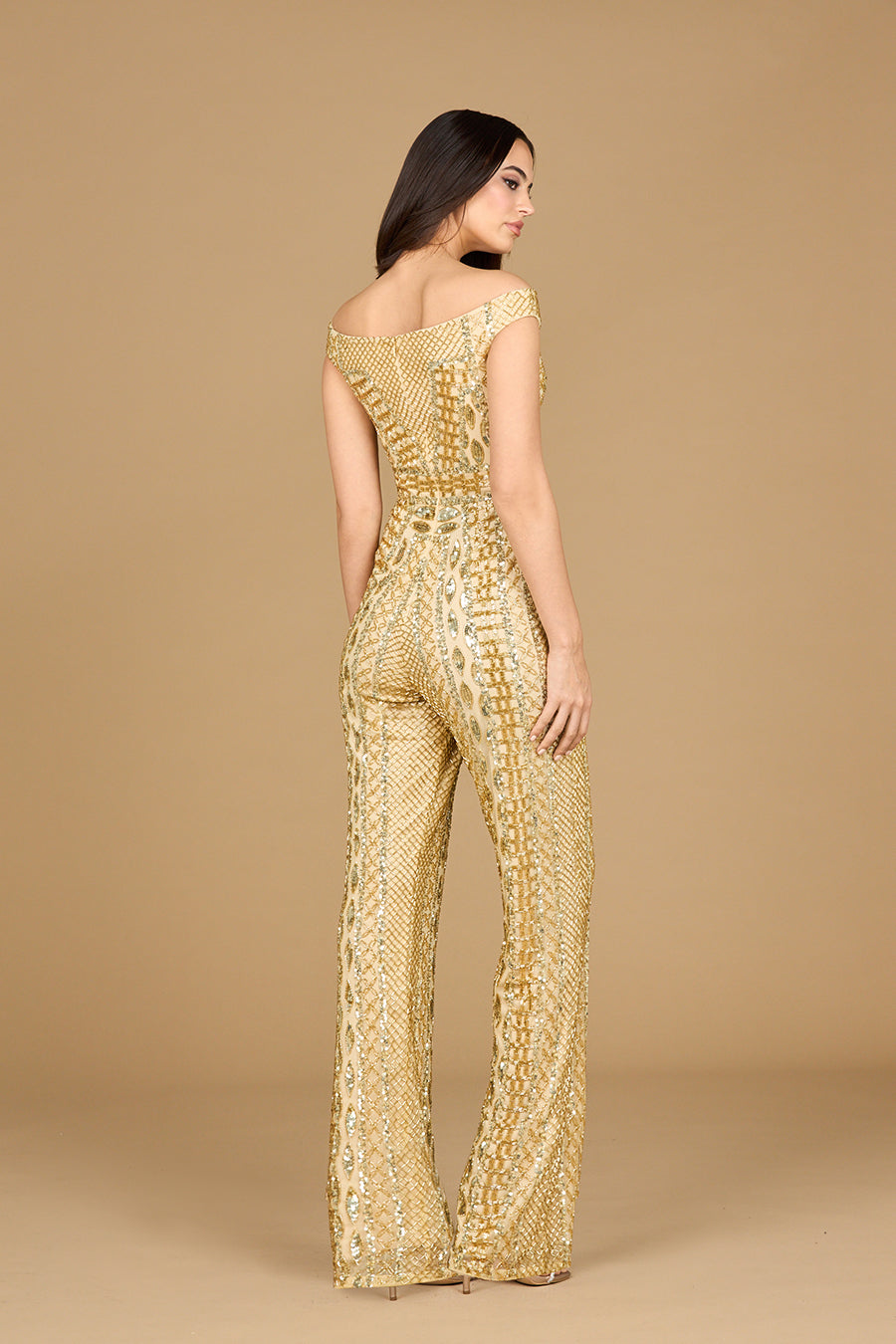 Beaded Off Shoulder Jumpsuit by Lara New York