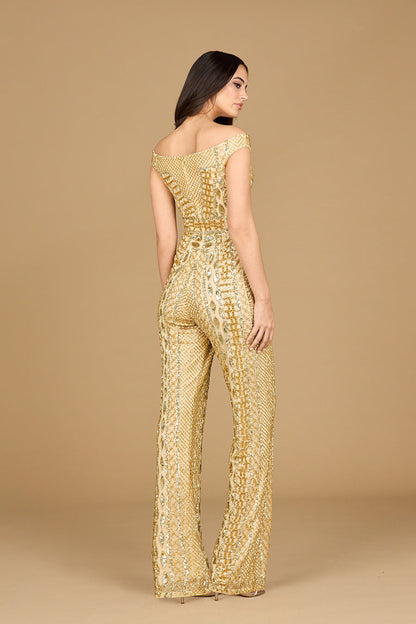 Beaded Off Shoulder Jumpsuit by Lara New York