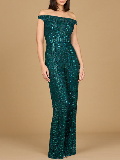 Beaded Off Shoulder Jumpsuit by Lara New York
