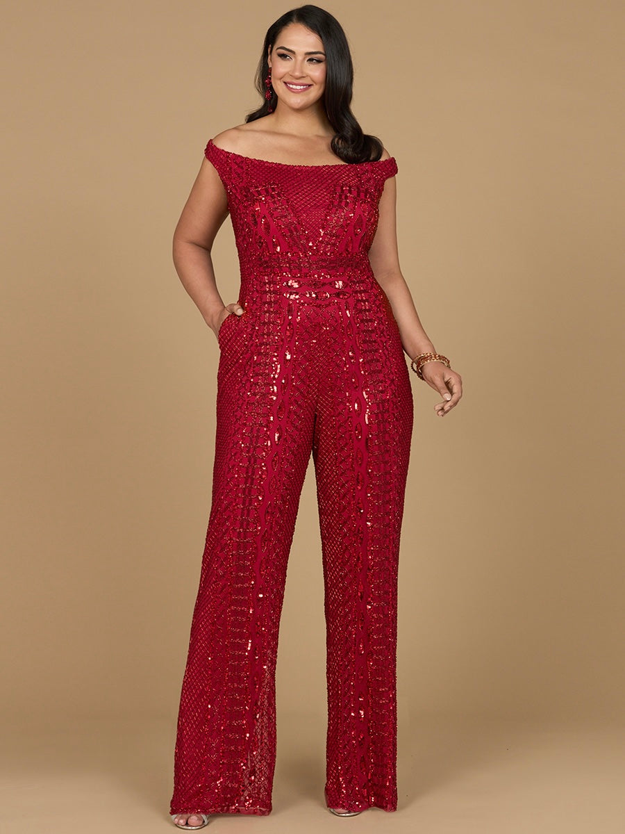 Beaded Off Shoulder Jumpsuit by Lara New York