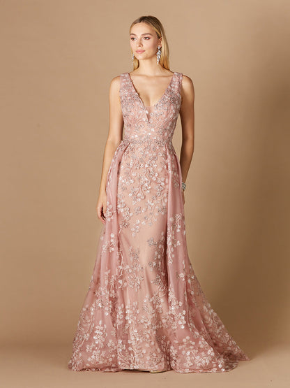 Floral Applique Overskirt Dress by Lara New York