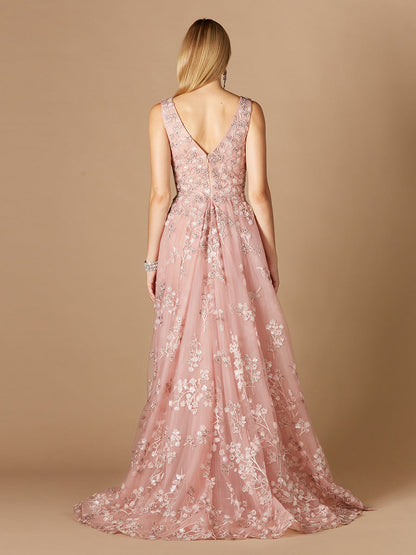 Floral Applique Overskirt Dress by Lara New York