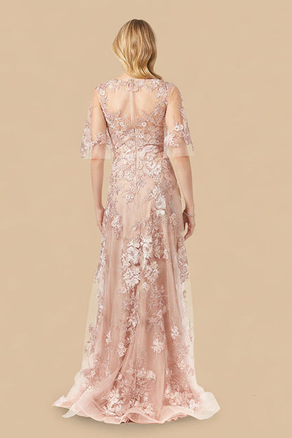 Cape Sleeve Lace Modest Gown by Lara New York