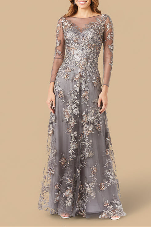Long Sleeve Modest Lace Gown by Lara New York