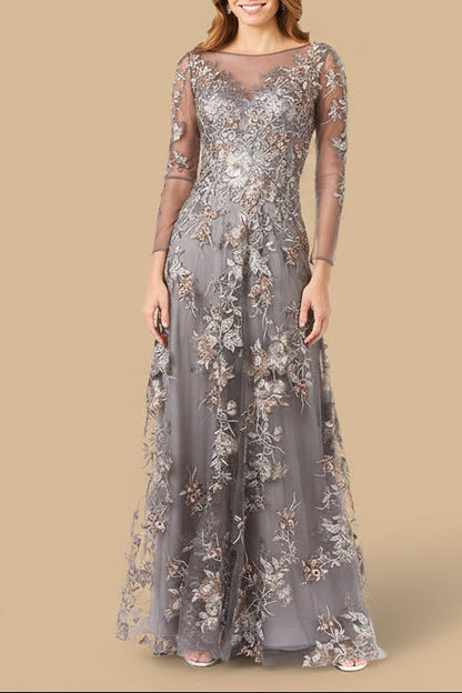 Long Sleeve Modest Lace Gown by Lara New York