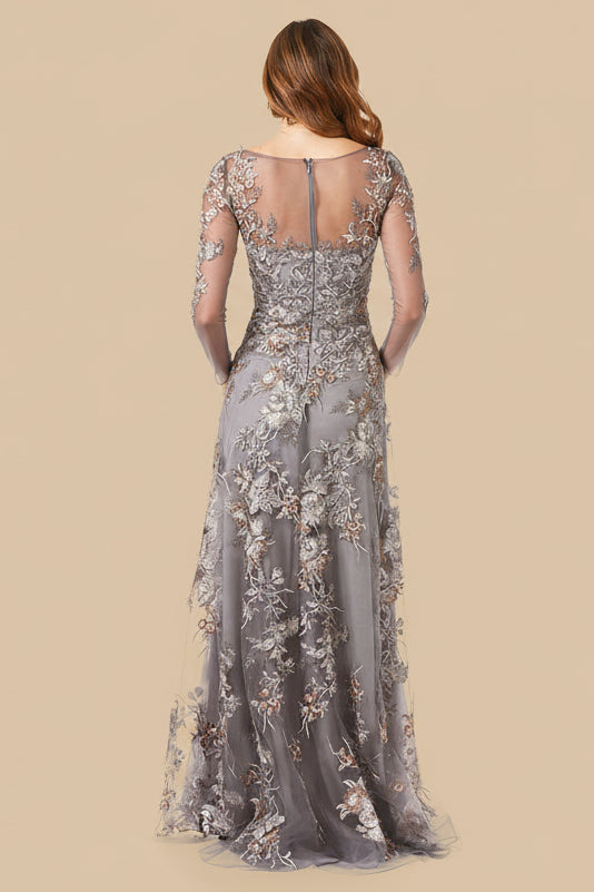 Long Sleeve Modest Lace Gown by Lara New York