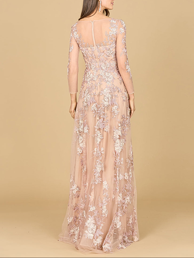 Long Sleeve Modest Lace Gown by Lara New York