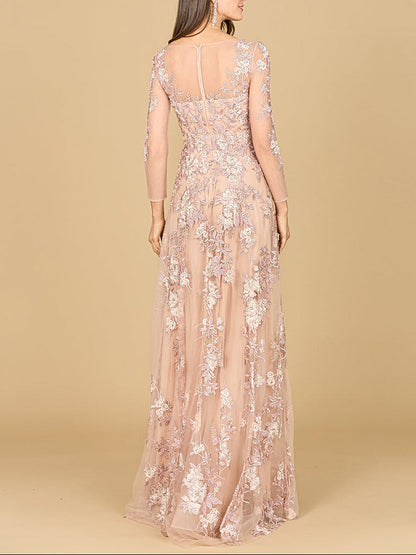 Long Sleeve Modest Lace Gown by Lara New York