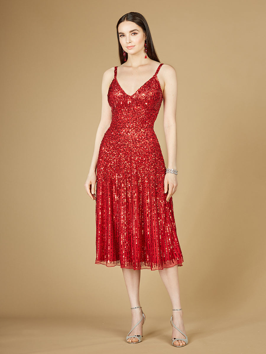 Flowing, Sequin Midi Dress by Lara New York