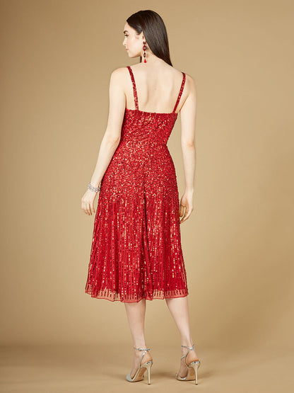 Flowing, Sequin Midi Dress by Lara New York