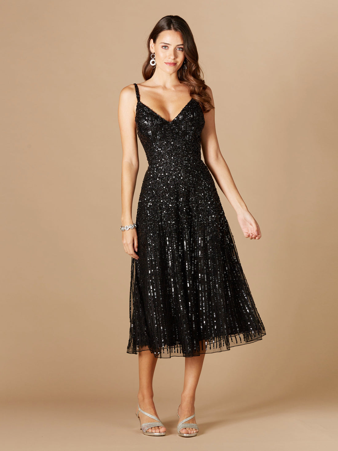 Flowing, Sequin Midi Dress by Lara New York