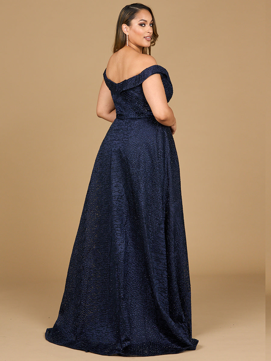 Tonal Beaded Off Shoulder Ballgown by Lara New York