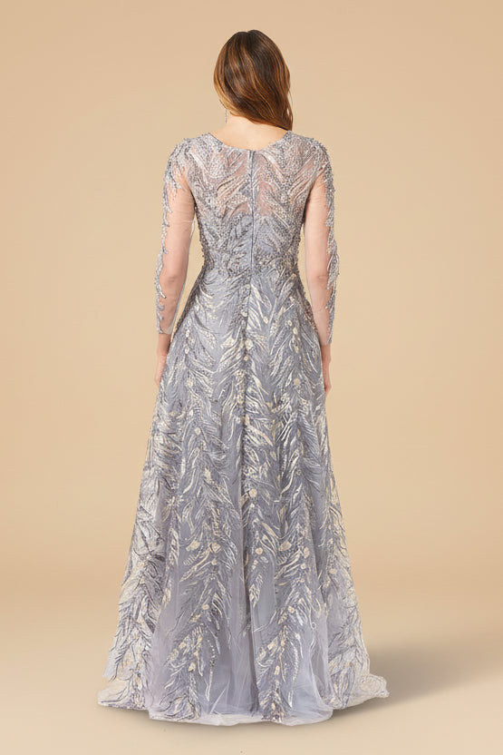 High Neck, Long Sleeve Ball Gown by Lara New York
