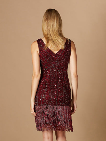Beaded Fringe Cocktail Dress by Lara New York