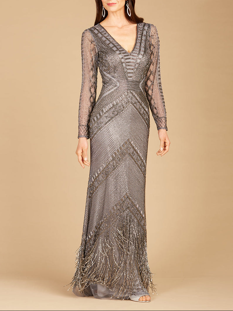 Long Sleeve Fringe Dress by Lara New York