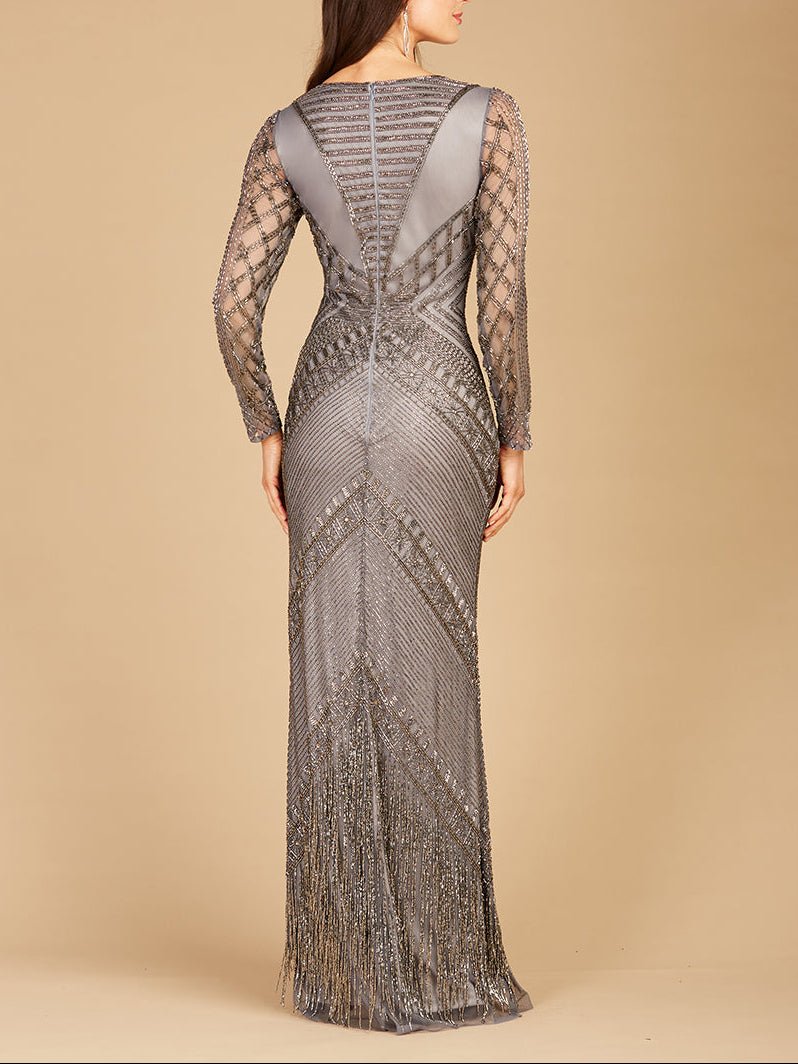 Long Sleeve Fringe Dress by Lara New York