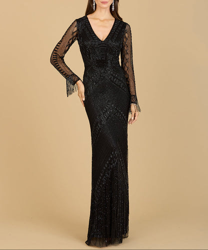 Long Sleeve Fringe Dress by Lara New York