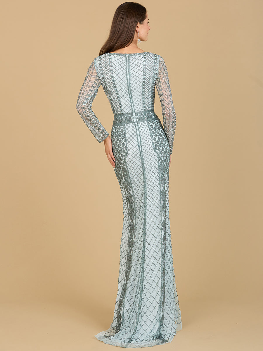 Long Sleeve Beaded Dress by Lara New York