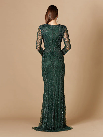 Long Sleeve Beaded Dress by Lara New York