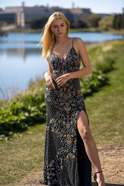 Beaded Tank Dress with Slit - OUTLET by Lara New York