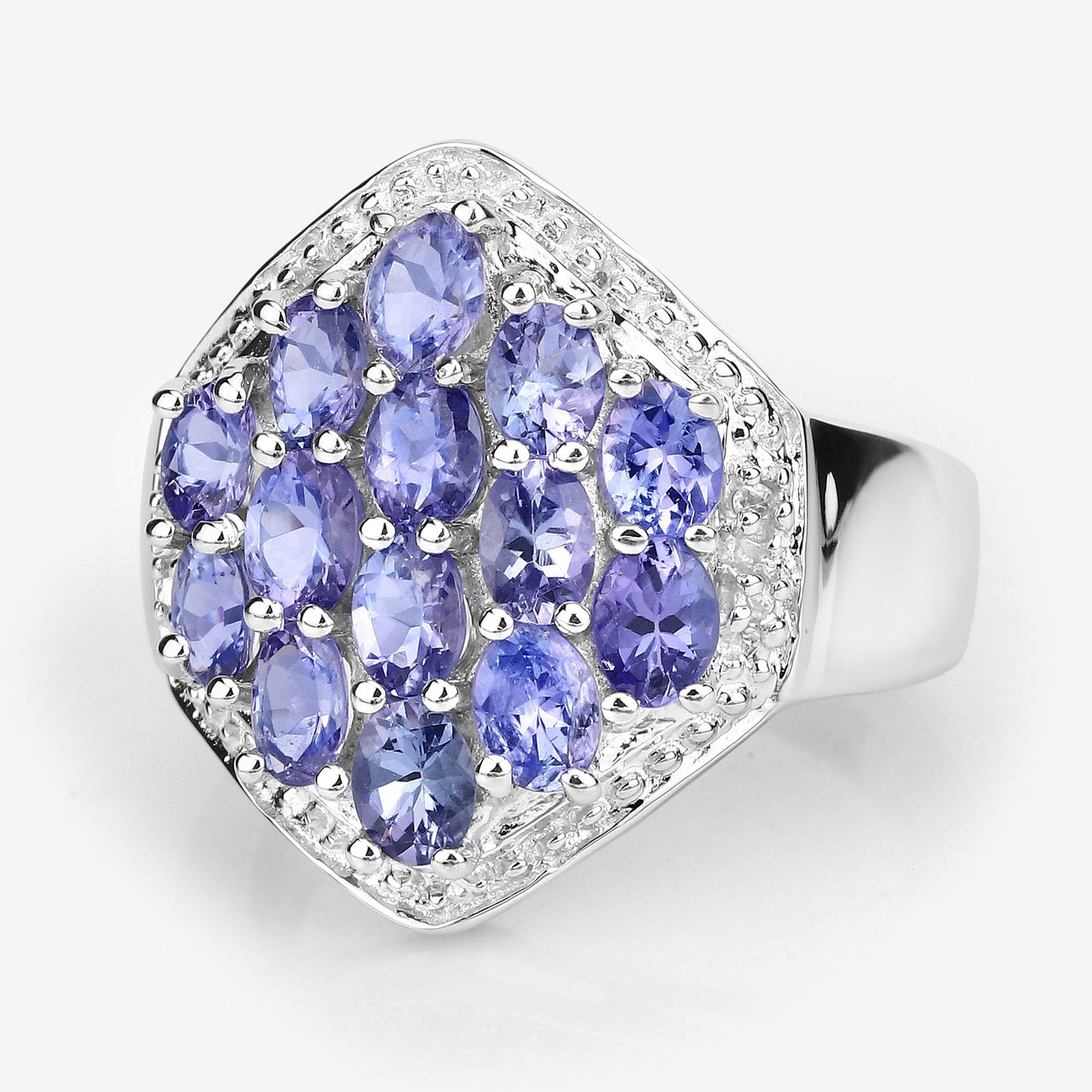 2.41 Carat Genuine Tanzanite and White Topaz .925 Sterling Silver Ring by Bids.com