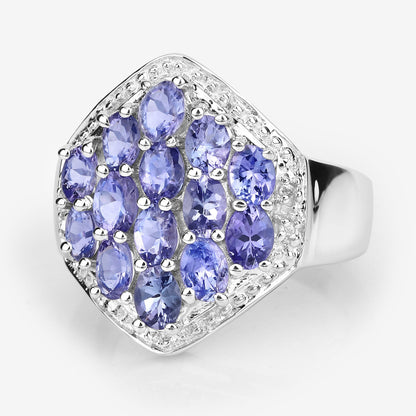 2.41 Carat Genuine Tanzanite and White Topaz .925 Sterling Silver Ring by Bids.com