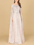 Lace Gown with Dramatic Cape Sleeves | Lara 29454 by Lara New York