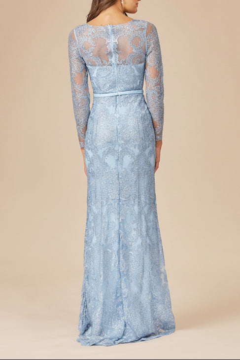Long Sleeve Lace Mermaid Gown by Lara New York