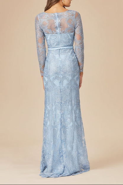 Long Sleeve Lace Mermaid Gown by Lara New York