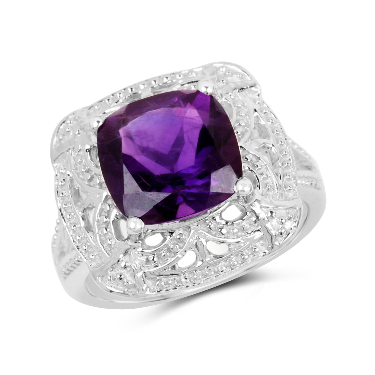 4.35 Carat Genuine Amethyst .925 Sterling Silver Ring by Bids.com