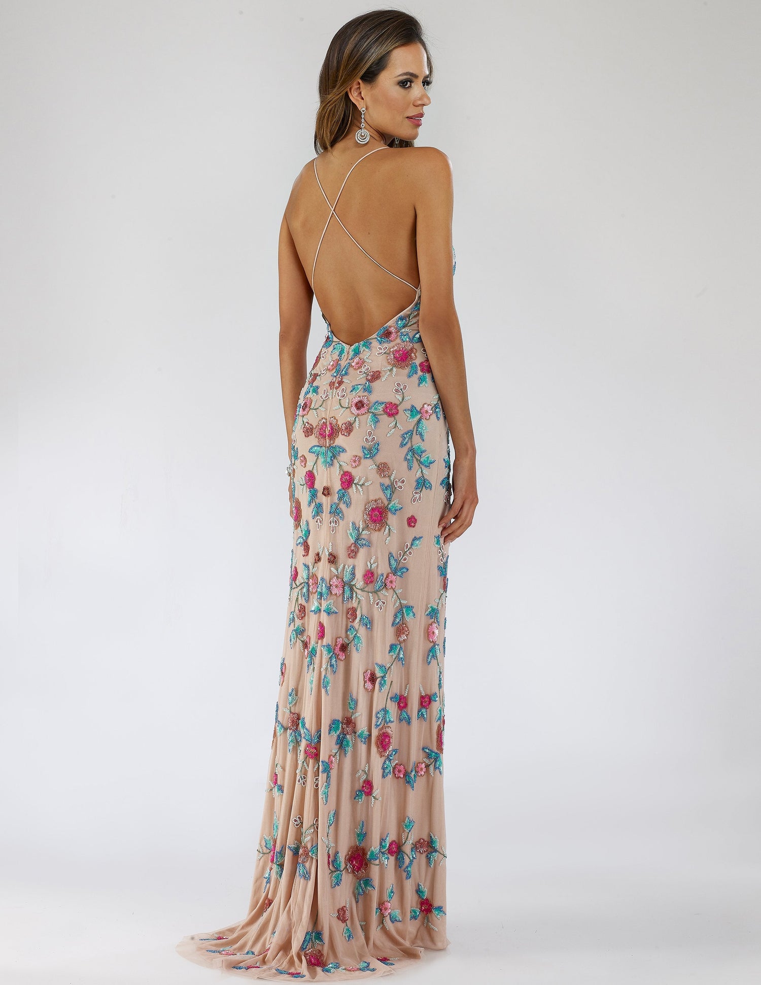 Lara 29486 - Thigh High Slit with Open Back Dress by Lara New York