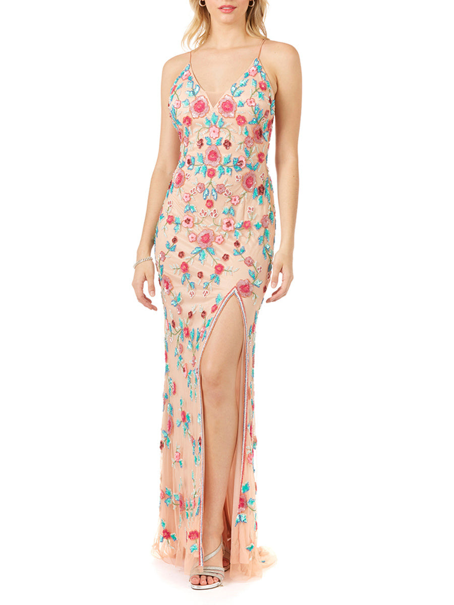 Lara 29486 - Thigh High Slit with Open Back Dress by Lara New York