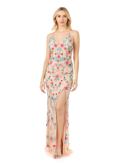 Lara 29486 - Thigh High Slit with Open Back Dress by Lara New York